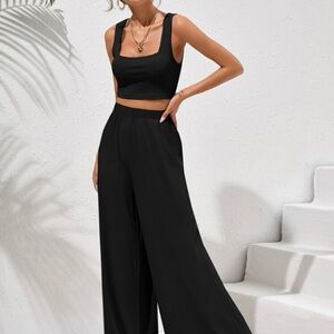 Black High-Waisted Wide Leg Pants